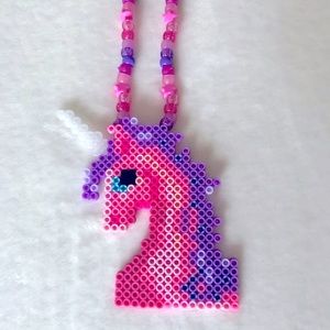 Pink Beaded Magic Unicorn Necklace – Whimsical Pendant Bead Necklace